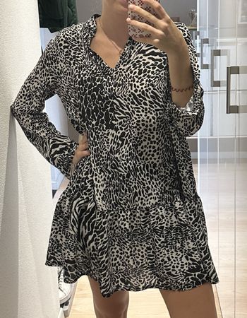 TODAY Kleid, Gr. S, schwarz/weiss, Animal-Print