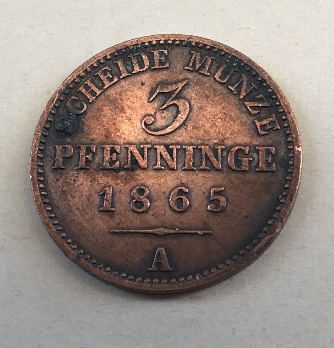 Tutti le monete: SCHEIDEMÜNZE 3 PFENNIGE 1865 – Usato da Ostermundigen venduto da Heavenmaus75