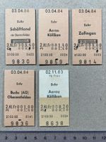 Ab Suhr, 5 entwertete Edmondsonsche Bahn Billette, 1983 / 84