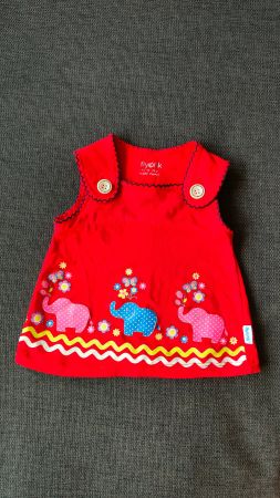Gr. 68-74 Rotes Kleid "Elefanten"