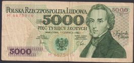 Polen 5000 Zlotych 1982 1. Jahrgang