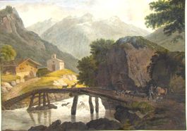 Val Medels grosse Aquatinta von Hegi um 1800 sehr selten
