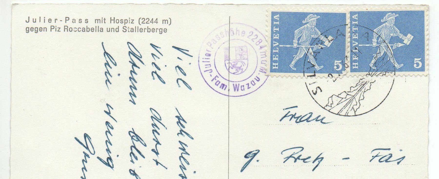 Cartoline postali: JULIER-PASS mit Hospiz, Postauto, Auto – Usato da Jona venduto da philajona 1