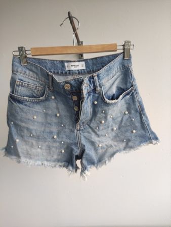 Shorts Jeans mit Perlen Gr. 34 / XS Mango