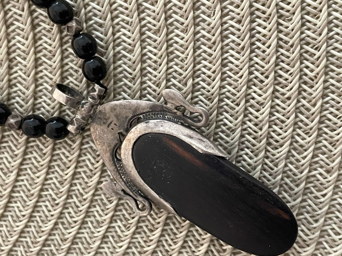 Catenine: Art deco ancien argent et bois pierre  noir  – Usato da Worben venduto da benit.drn 2