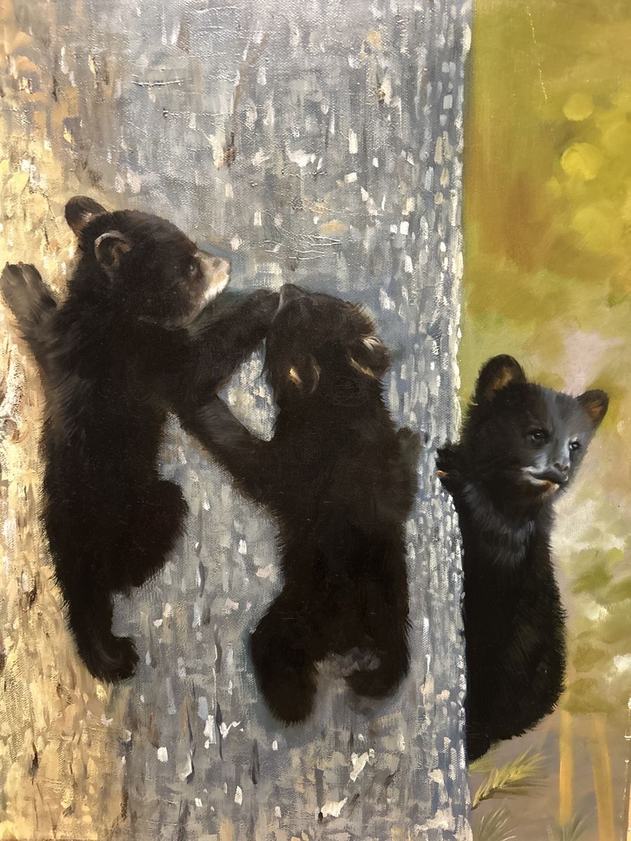 Gemälde: Ölgemälde: Bärenkinder am Baum, Original Gemälde, Top! – Gebraucht aus Glarus von KunstWerkEr-LS87 1