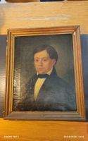 Portrait ancien homme, huile sur toile, cadre d'époque.