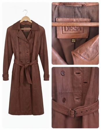 Elegante Damen Leder Trenchcoat von DESA,36 LIEFERUNG GRATIS