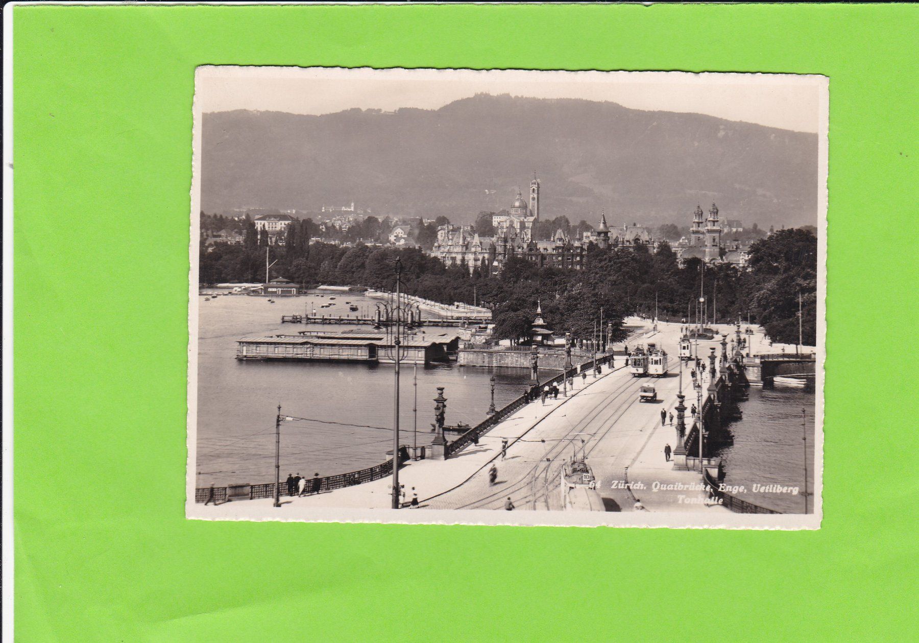 Cartoline postali: Zürich-Quaibrücke-Tram-Oldtimer-belebt – Usato da St. Peterzell venduto da neckertal