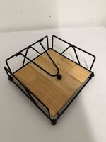 Porte-serviettes métal noir + bois – Style moderne