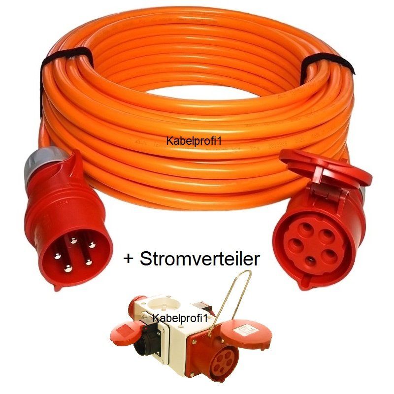 Elettrotecnica: 5m Baustromkabel Pur CEE16-5 + Stromverteiler CEE16 + T25 – Nuovo e nell'imballaggio originale da Herisau venduto da Kabelprofi1 1