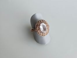 Silberring vergoldet mit rosa Quarz Grösse 56
