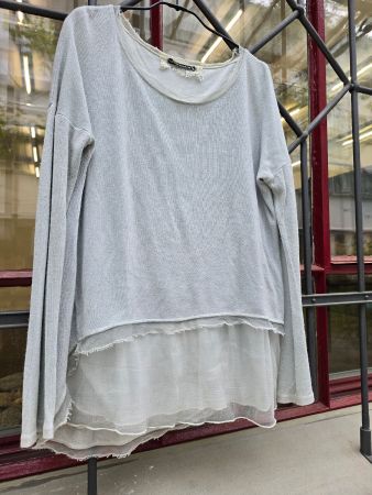 Kleidung: 2-Lagen-Pullover Two Blue Sisters graublau (M)