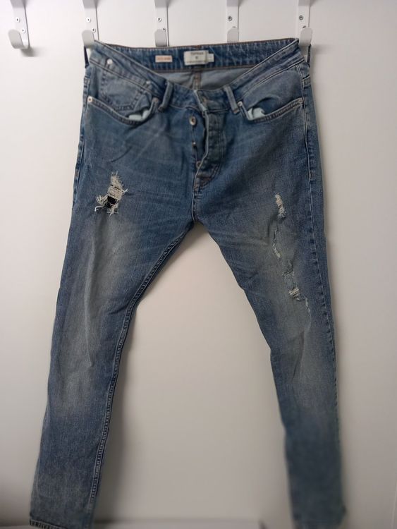 TOPMAN Vintage Skinny Mudwash Ripped Denim Jeans 32/32 NEU (Neu