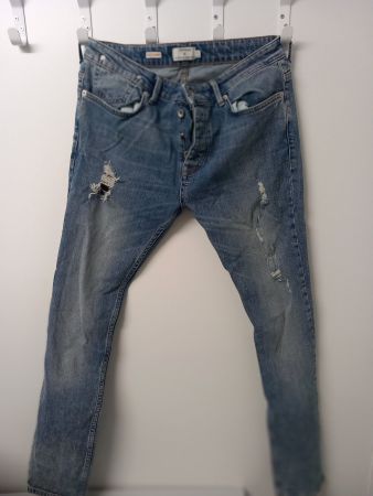 TOPMAN Vintage Skinny Mudwash Ripped Denim Jeans 32/32 NEU