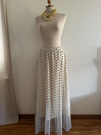 Jupe longue ONLY à pois, taille M, beige