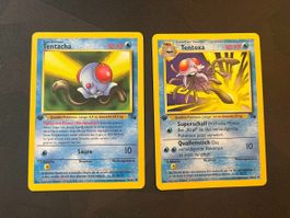 Pokemon -  1 Edition  Karten Fossil Tentacha Tentoxa