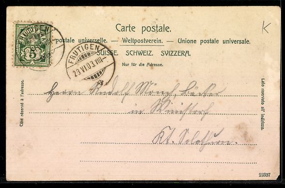 Cartoline postali: AK Kandersteg, Hotel & Pension Müller, Panorama – Usato da Berlin venduto da bartko-reher 1
