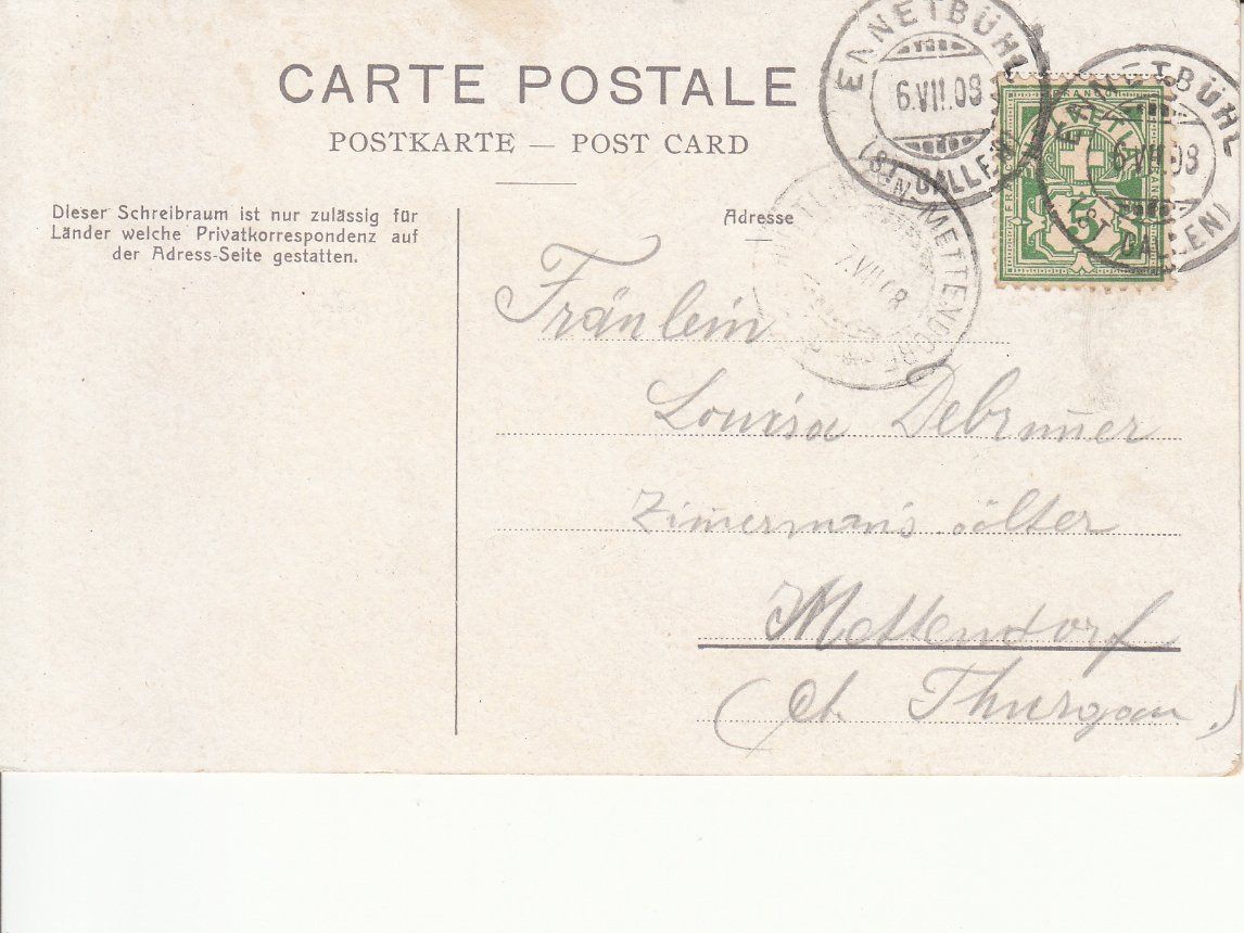 Ansichtskarten: Nesslau 1909 – Gebraucht aus Bürglen TG von StampGraf 1