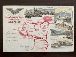 ST. GALLEN Verein. Schweizer Bahnen Direction SG, LITHO 1902