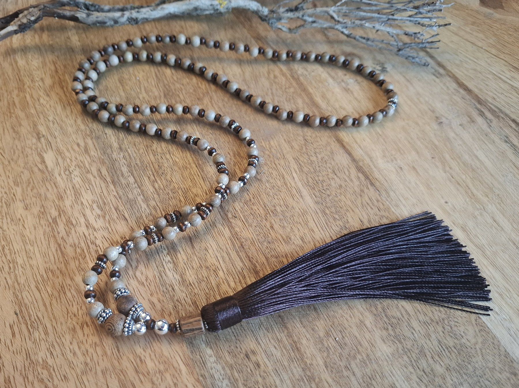 Catenine: MALA - Holzkette - Silber - beige-dunkelbraun – Nuovo e nell'imballaggio originale da Mühlethal venduto da nicita-modeschmuck 3