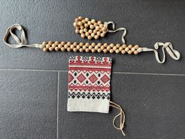 Handmade Set Armband+Kette glatten Holzkugel im Volksstil