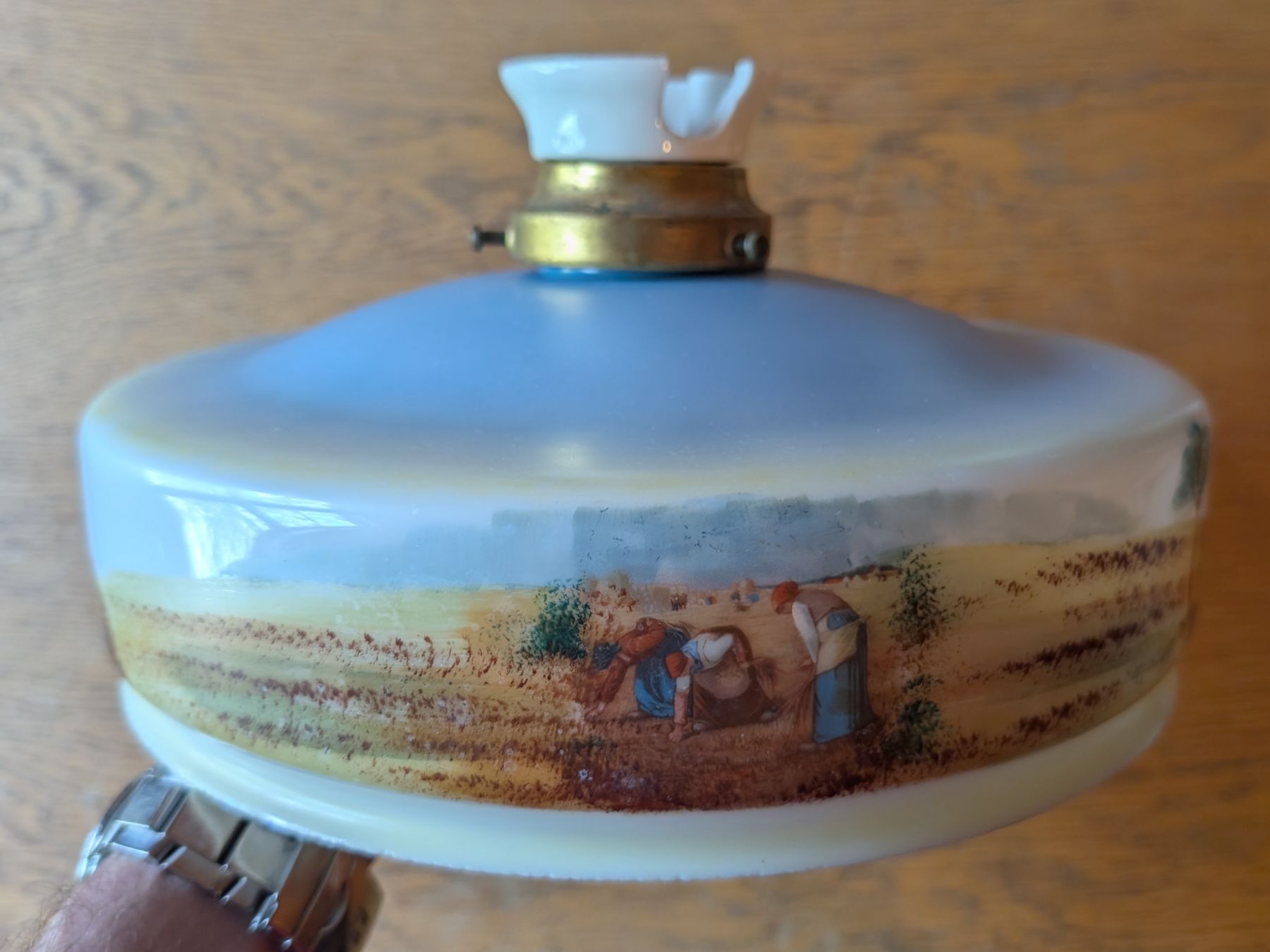 Lampen: Antike Lampe mit bemaltem Schirm aus Glas – Gebraucht aus Schaffhausen von lntauh