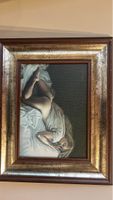 Peinture à l'huile encadrée - Nu féminin, art érotique