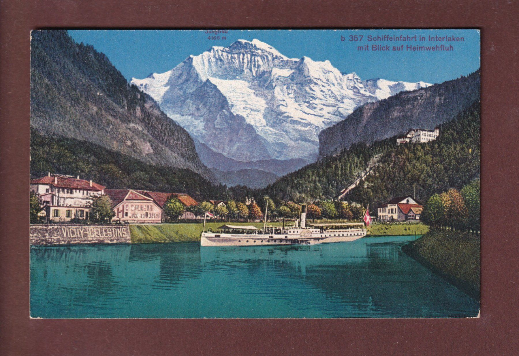 Cartoline postali: Schiffeinfahrt in INTERLAKEN - Jungfrau – Usato da Pully venduto da nicecards