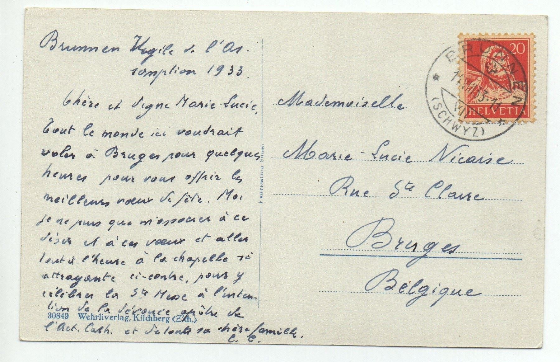 Cartoline postali: BRUNNEN Kapelle Schweizerhof Apotheke – Usato da Jona venduto da philajona 1