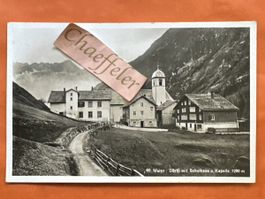 Meien Dörfli mit Schulhaus und Kapelle 1941 gelaufen
