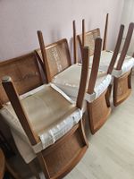 6 Stühle Holz mit Wiener Geflecht hell gepolstert gebraucht