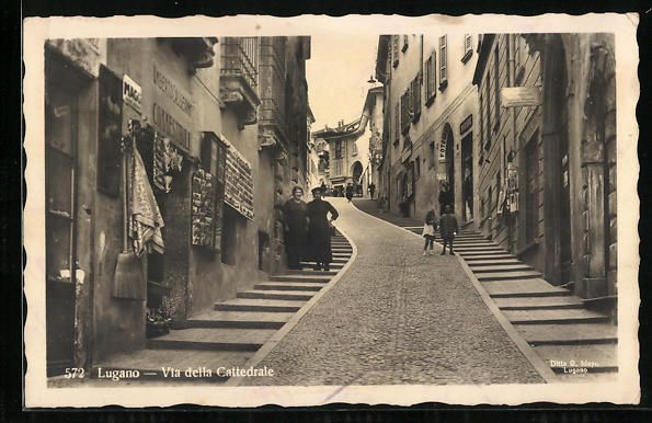 Cartoline postali: AK Lugano, Via della Cattedrale – Usato da Berlin venduto da bartko-reher