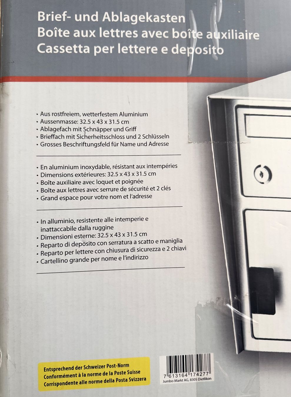Altro per la casa: BRIEFKASTEN  Aluminium  Postkonform – Nuovo e nell'imballaggio originale da Bergün - Bravuogn venduto da Calanda05 2