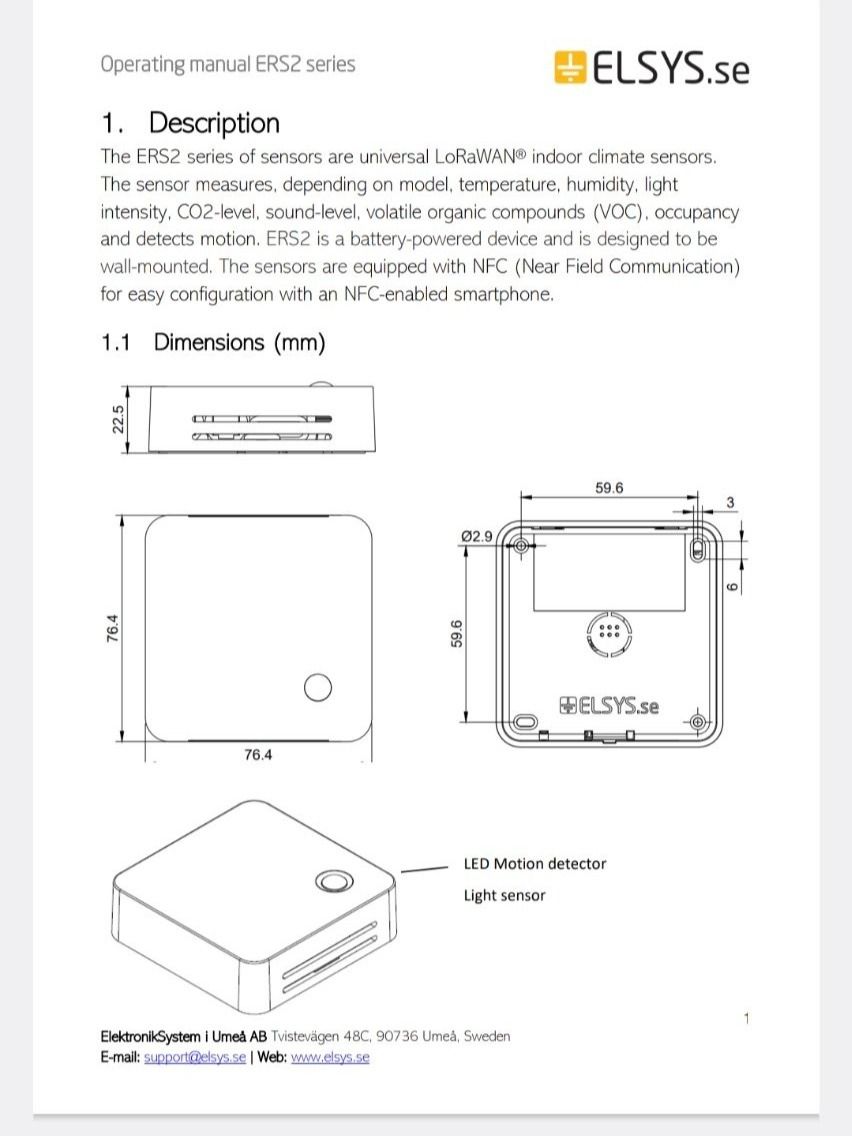 Componenti elettronici: Elsys ERS Eye Environment Umwelt LoRaWAN Sensor Raumsensor – Usato da Zürich venduto da eymen20 7