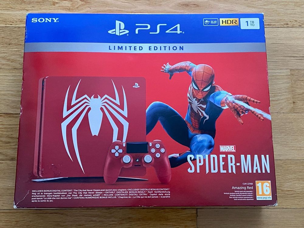 SONY PLAYSTATION 4 PS4 PRO Limited Edition Spider Man Red Console