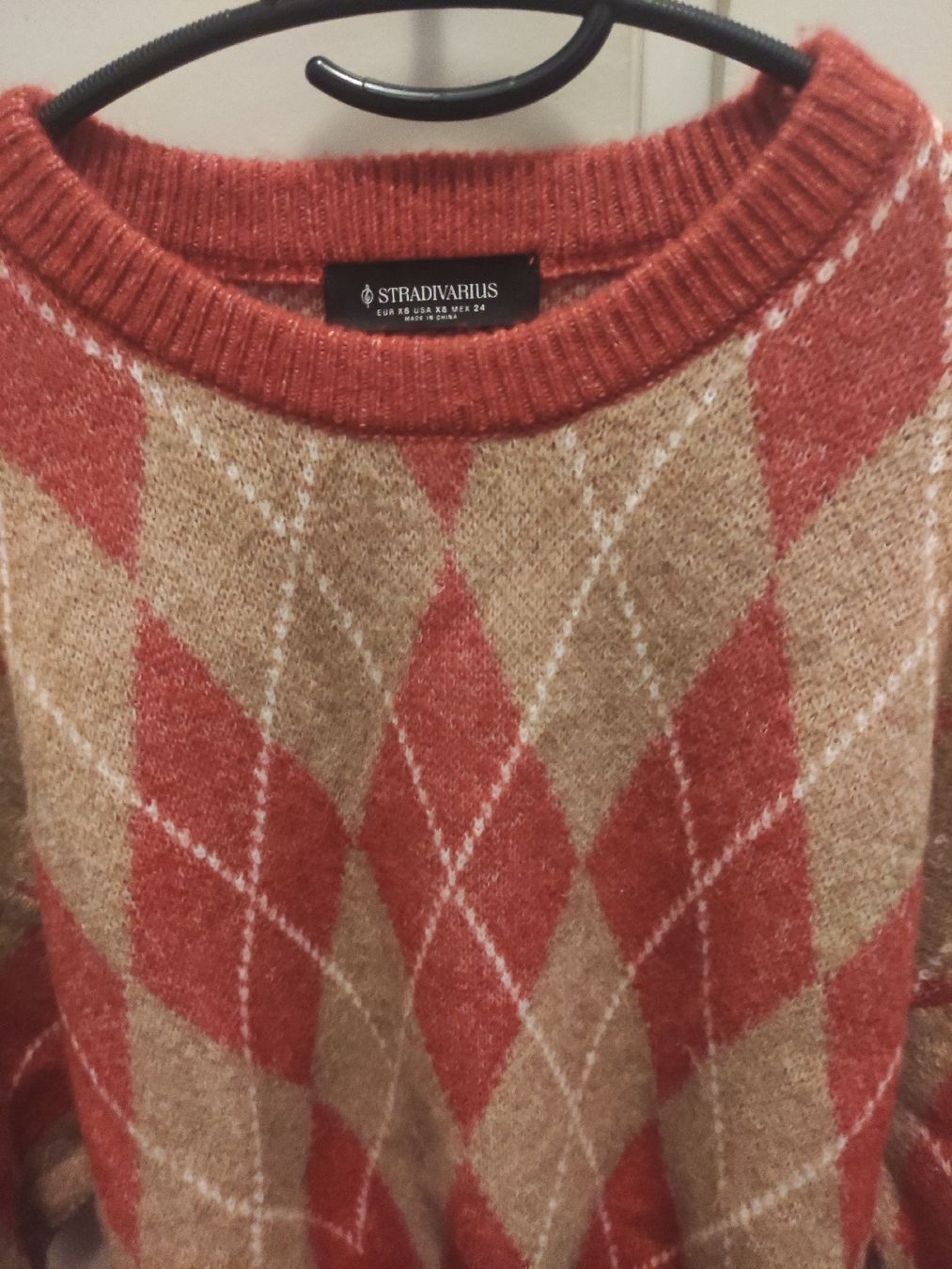 Stradivarius Maglioni & Felpe: Stradivarius Pullover beige rot XS, Argyle Neuwertig – Nuovo (secondo la descrizione) da Schliern b. Köniz venduto da Pecannut 1