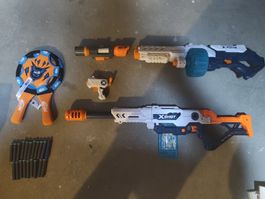 Nerf und X-Shot Blaster mit Zubehör gebraucht