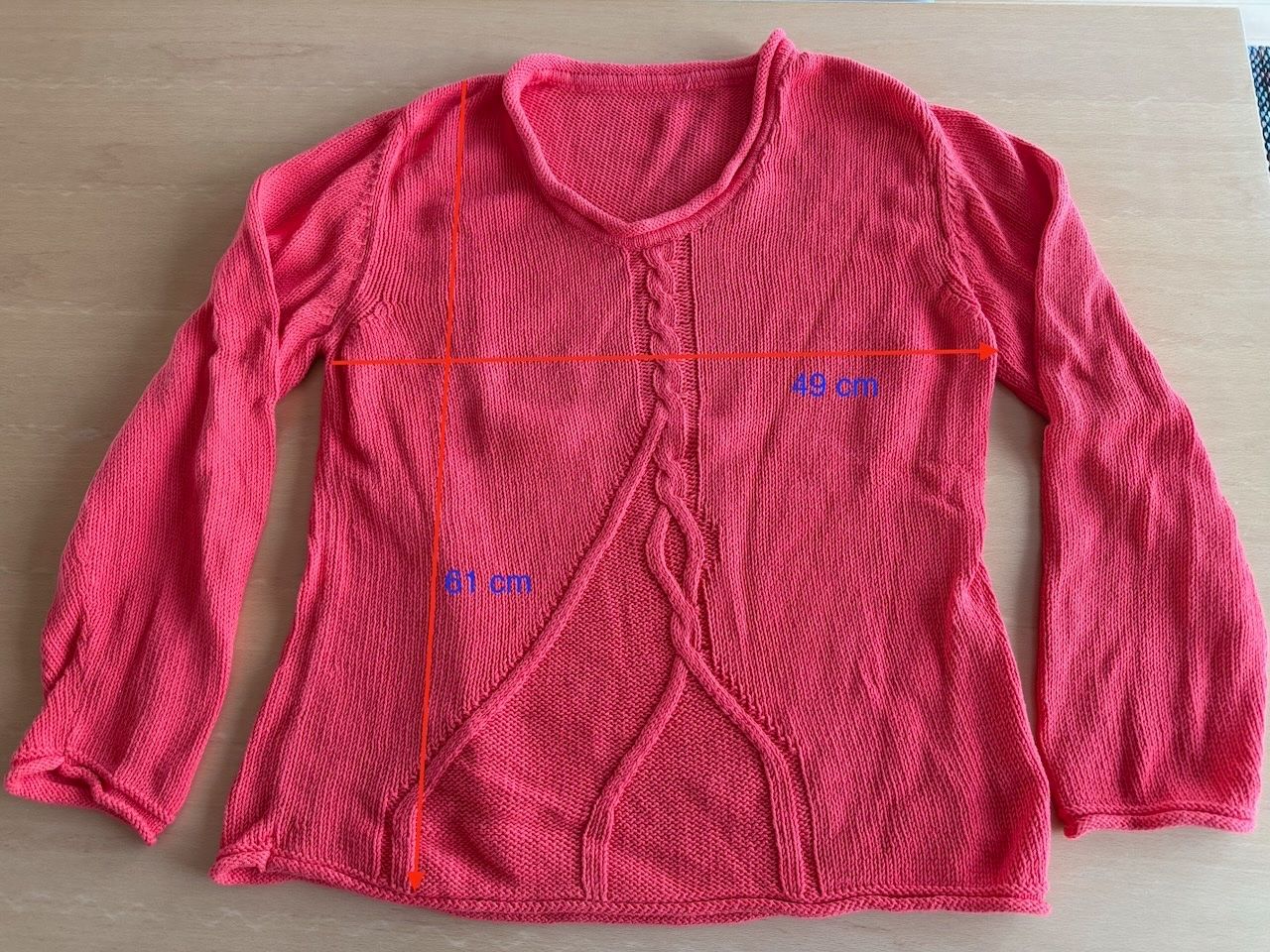 Maglioni & Felpe: Baumwollpullover rot-orange m.Zopfmuster – Usato da Winterthur venduto da ing_pd8f