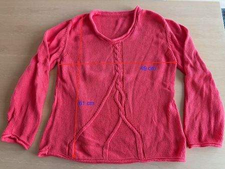 Baumwollpullover rot-orange m.Zopfmuster