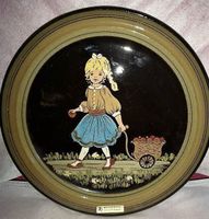 Wandteller Mädchen mit Apfelwagen