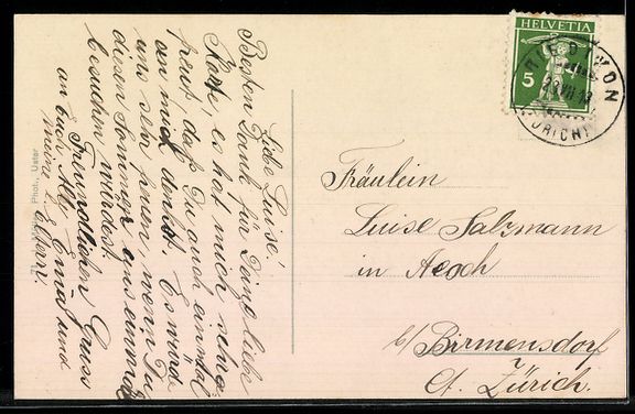 Cartoline postali: AK Uster, Panorama mit Schloss und Kirchen – Usato da Berlin venduto da bartko-reher 1