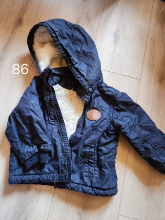 Kinder Winterjacke mit Teddyfutter dunkelblau Grösse 86