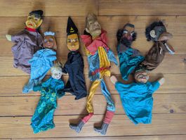 Kasperlitheater Handpuppen Set, alt mit Sammlerwert