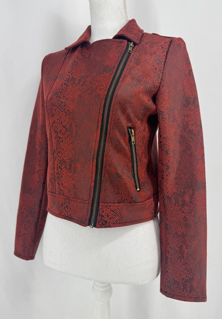 Giacche: 00's ZEBRA Blazer Simili Python Rouge & Noir, Zip Bronze, S – Usato da Lausanne venduto da PlusValue_Lausanne 6