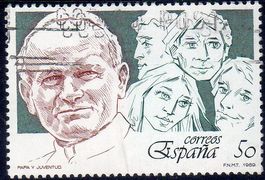 DER PAPST UND DIE JUGEND 1989 SPANIEN GESTEMPELT - PA24