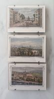 3 gravures litho Neuchâtel XIXe Château Marché Seyon Baumann
