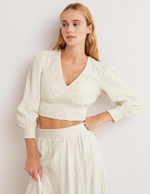 Mini Boden Top: Boden Lurex Smocked Crop Top / Bluse – Nuovo (secondo la descrizione) da Kloten venduto da Capybara123