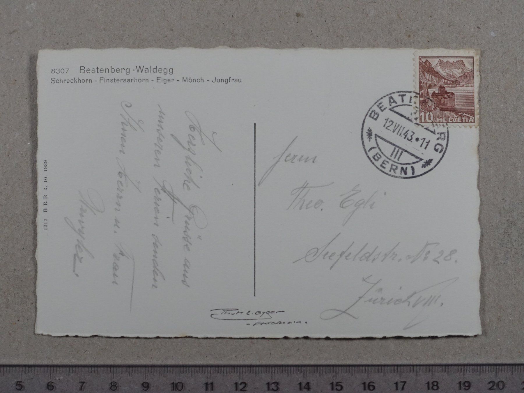 Cartoline postali: Beatenberg, 1943 – Usato da Lenzburg venduto da fh1 1