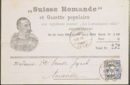 Zeitungspost-Beleg 1903 mit 12 C. Helvetia-Brustbild